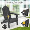 Giantex Adirondack Chair Outdoor Folding Chairs, HDPE Weather Resistant Patio Chair with Built-in Cup Holder Lawn Chair for Patio, Backyard, Balcony, Deck Outside Plastic Fire Pit Chair (4, Grey)(Black)