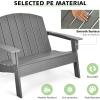 Giantex Adirondack Chair Outdoor Loveseat, High Density Polyethylene HDPE Material Adirondack Chairs Set of 2 People, Patio Adirondack Bench for Porch, Garden, Backyard Fire Pit Chair (1, Gray)(Grey)