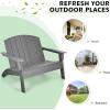 Giantex Adirondack Chair Outdoor Loveseat, High Density Polyethylene HDPE Material Adirondack Chairs Set of 2 People, Patio Adirondack Bench for Porch, Garden, Backyard Fire Pit Chair (1, Gray)(Grey)