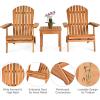 Giantex Adirondack Chair Set 3-Piece Foldable Wooden Chairs Set W/Widened Armrest, Eucalyptus Frame and Side Table Outdoor & Indoor Table Set for Patio Poolside Garden, Set of 3 Wooden Lounger Chair