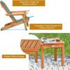 Giantex Adirondack Chair Set 3-Piece Foldable Wooden Chairs Set W/Widened Armrest, Eucalyptus Frame and Side Table Outdoor & Indoor Table Set for Patio Poolside Garden, Set of 3 Wooden Lounger Chair