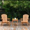 Giantex Adirondack Chair Set 3-Piece Foldable Wooden Chairs Set W/Widened Armrest, Eucalyptus Frame and Side Table Outdoor & Indoor Table Set for Patio Poolside Garden, Set of 3 Wooden Lounger Chair
