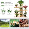 Giantex Bamboo 5 Tier 10 Potted Plant Stand, Indoor Outdoor Multiple Flower Pot Holder Display Rack, 39” High Wood Plant Shelf for Living Room Corner Balcony Garden Office (Natural)