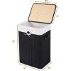 Giantex Bamboo Laundry Hamper with Lid, 72L Large & Tall Clothes Hamper with Removable Liner & Handles, Rectangular Laundry Basket for Small Spaces, Laundry Room, Bedroom (Brown)(Black)