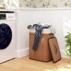 Giantex Bamboo Laundry Hamper with Lid, 72L Large & Tall Clothes Hamper with Removable Liner & Handles, Rectangular Laundry Basket for Small Spaces, Laundry Room, Bedroom (Brown)(Bamboo)