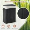 Giantex Bamboo Laundry Hamper with Lid, 72L Large & Tall Clothes Hamper with Removable Liner & Handles, Rectangular Laundry Basket for Small Spaces, Laundry Room, Bedroom (Brown)(Black)