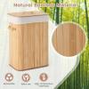 Giantex Bamboo Laundry Hamper with Lid, 72L Large & Tall Clothes Hamper with Removable Liner & Handles, Rectangular Laundry Basket for Small Spaces, Laundry Room, Bedroom (Brown)(Natural)