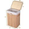 Giantex Bamboo Laundry Hamper with Lid, 72L Large & Tall Clothes Hamper with Removable Liner & Handles, Rectangular Laundry Basket for Small Spaces, Laundry Room, Bedroom (Brown)(Natural)