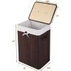 Giantex Bamboo Laundry Hamper with Lid, 72L Large & Tall Clothes Hamper with Removable Liner & Handles, Rectangular Laundry Basket for Small Spaces, Laundry Room, Bedroom (Brown)(Brown)