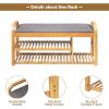 Giantex Bamboo Shoe Bench,3-Tier Entryway Bench with Cushion,Max Load 330 LBS, Modern Stool Storage Shelf for Bedroom Living Room Hallway (Natural and Grey)(Natural and Grey)