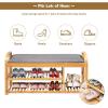 Giantex Bamboo Shoe Bench,3-Tier Entryway Bench with Cushion,Max Load 330 LBS, Modern Stool Storage Shelf for Bedroom Living Room Hallway (Natural and Grey)(Natural and Grey)