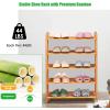 Giantex Bamboo Shoe Rack 5 Tier, Freestanding Shoe Rack with Two Rounded Handle for 15 Pairs, Entryway Standing Shoe Storage Organizer for Kitchen, Living Room, Entryway (5-Tier)(5-Tier)