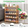 Giantex Bamboo Shoe Rack 5 Tier, Freestanding Shoe Rack with Two Rounded Handle for 15 Pairs, Entryway Standing Shoe Storage Organizer for Kitchen, Living Room, Entryway (5-Tier)(5-Tier)