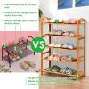Giantex Bamboo Shoe Rack 5 Tier, Freestanding Shoe Rack with Two Rounded Handle for 15 Pairs, Entryway Standing Shoe Storage Organizer for Kitchen, Living Room, Entryway (5-Tier)(5-Tier)