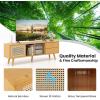 Giantex Bamboo TV Stand for 55 60 65 Inch TV, PE Rattan Entertainment Center with Sliding Doors, Drawers, Open Shelves, 5 Solid Wood Legs, 2 Cable Holes, TV Console Table for Living Room, Bedroom