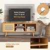 Giantex Bamboo TV Stand for TVs up to 55″, Mid Century Modern Entertainment Center w/ 3-Level Adjustable Shelf, PE Rattan, Tempered Glass Sliding Door, Media TV Console Table for Bedroom (Natural)(Natural)