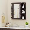 Giantex Bathroom Medicine Cabinet, Wall Mounted Bathroom Mirror Cabinet with Mirrored Door & 4 Interior Shelves, 6 Open Shelves, Mounting Hardware, Space-Saving Storage Cabinet, White(Brown)