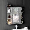 Giantex Bathroom Medicine Cabinet, Wall Mounted Bathroom Mirror Cabinet with Mirrored Door & 4 Interior Shelves, 6 Open Shelves, Mounting Hardware, Space-Saving Storage Cabinet, White(Grey)