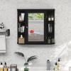 Giantex Bathroom Medicine Cabinet, Wall Mounted Bathroom Mirror Cabinet with Mirrored Door & 4 Interior Shelves, 6 Open Shelves, Mounting Hardware, Space-Saving Storage Cabinet, White(Black)