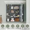 Giantex Bathroom Medicine Cabinet, Wall Mounted Bathroom Mirror Cabinet with Mirrored Door & 4 Interior Shelves, 6 Open Shelves, Mounting Hardware, Space-Saving Storage Cabinet, White(Grey)