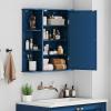 Giantex Bathroom Medicine Cabinet, Wall Mounted Bathroom Mirror Cabinet with Mirrored Door & 4 Interior Shelves, 6 Open Shelves, Mounting Hardware, Space-Saving Storage Cabinet, White(Blue)