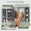 Giantex Bathroom Medicine Cabinet, Wall Mounted Bathroom Mirror Cabinet with Mirrored Door & 4 Interior Shelves, 6 Open Shelves, Mounting Hardware, Space-Saving Storage Cabinet, White(Grey)
