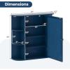 Giantex Bathroom Medicine Cabinet, Wall Mounted Bathroom Mirror Cabinet with Mirrored Door & 4 Interior Shelves, 6 Open Shelves, Mounting Hardware, Space-Saving Storage Cabinet, White(Blue)