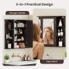 Giantex Bathroom Medicine Cabinet, Wall Mounted Bathroom Mirror Cabinet with Mirrored Door & 4 Interior Shelves, 6 Open Shelves, Mounting Hardware, Space-Saving Storage Cabinet, White(Brown)