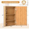 Giantex Bathroom Wall Cabinet, Bamboo Medicine Cabinet with Mirror, 2 Removable Shelves, Reversible Installation, Space-Saving Over The Sink Storage Organizer, Natural