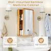 Giantex Bathroom Wall Cabinet, Bamboo Medicine Cabinet with Mirror, 2 Removable Shelves, Reversible Installation, Space-Saving Over The Sink Storage Organizer, Natural