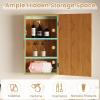 Giantex Bathroom Wall Cabinet, Bamboo Medicine Cabinet with Mirror, 2 Removable Shelves, Reversible Installation, Space-Saving Over The Sink Storage Organizer, Natural