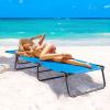 Giantex Beach Lounge Chair Chaise Lounge Chairs for Outside with Hole for Face,3 Adjustable Positions,Reclining Folding Lightweight Patio Lawn Chairs for Sunbathing Tanning Chair(1,Navy)(Navy)