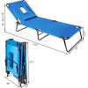 Giantex Beach Lounge Chair Chaise Lounge Chairs for Outside with Hole for Face,3 Adjustable Positions,Reclining Folding Lightweight Patio Lawn Chairs for Sunbathing Tanning Chair(1,Navy)(Navy)