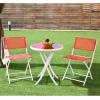Giantex Bistro Table Set, 3 Piece Patio Bistro Set, Outdoor Folding Table and Chairs, Foldable Patio Dining Set, Porch Furniture Set Garden Backyard Metal Frame No Assembly, Black(Red)