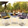 Giantex Bistro Table Set, 3 Piece Patio Bistro Set, Outdoor Folding Table and Chairs, Foldable Patio Dining Set, Porch Furniture Set Garden Backyard Metal Frame No Assembly, Black(Black)
