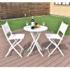 Giantex Bistro Table Set, 3 Piece Patio Bistro Set, Outdoor Folding Table and Chairs, Foldable Patio Dining Set, Porch Furniture Set Garden Backyard Metal Frame No Assembly, Black(White)