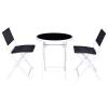 Giantex Bistro Table Set, 3 Piece Patio Bistro Set, Outdoor Folding Table and Chairs, Foldable Patio Dining Set, Porch Furniture Set Garden Backyard Metal Frame No Assembly, Black(Black)