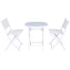 Giantex Bistro Table Set, 3 Piece Patio Bistro Set, Outdoor Folding Table and Chairs, Foldable Patio Dining Set, Porch Furniture Set Garden Backyard Metal Frame No Assembly, Black(White)