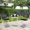 Giantex Bistro Table Set, 3 Piece Patio Bistro Set, Outdoor Folding Table and Chairs, Foldable Patio Dining Set, Porch Furniture Set Garden Backyard Metal Frame No Assembly, Black(Black)