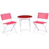 Giantex Bistro Table Set, 3 Piece Patio Bistro Set, Outdoor Folding Table and Chairs, Foldable Patio Dining Set, Porch Furniture Set Garden Backyard Metal Frame No Assembly, Black(Red)