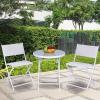 Giantex Bistro Table Set, 3 Piece Patio Bistro Set, Outdoor Folding Table and Chairs, Foldable Patio Dining Set, Porch Furniture Set Garden Backyard Metal Frame No Assembly, Black(White)