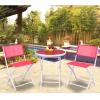 Giantex Bistro Table Set, 3 Piece Patio Bistro Set, Outdoor Folding Table and Chairs, Foldable Patio Dining Set, Porch Furniture Set Garden Backyard Metal Frame No Assembly, Black(Red)
