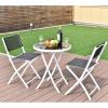 Giantex Bistro Table Set, 3 Piece Patio Bistro Set, Outdoor Folding Table and Chairs, Foldable Patio Dining Set, Porch Furniture Set Garden Backyard Metal Frame No Assembly, Black(Black)