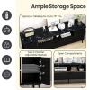 Giantex Black TV Stand for TVs up to 75″, 63-Inch Mid Century Modern Entertainment Center with Flip Door Cabinet, Faux Marble Tabletop, Media Console Table for Living Room Bedroom