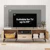 Giantex Boho TV Stand for Tvs up to 65″, Wood Entertainment Center with Storage Cabinets, Drawer, Cable Hole, Metal Legs, Mid Century Modern TV Console Table w/Rattan Doors for Living Room Bedroom