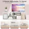 Giantex Bookshelf TV Stand for TVs up to 55″, 2 Pieces Free-Combination Entertainment Center with Storage Cubes, Modern Media TV Console Table, Open Storage Bookcase for Living Room, Bedroom (White)(White)