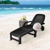 Giantex Chaise Lounge Outdoor, 6 Adjustable Backrests Lounge Chair Recliner, Outdoor Furniture for Patio Poolside Garden, Foldable Sun Lounger with Wheels (2, Black)(Black)