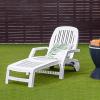 Giantex Chaise Lounge Outdoor, 6 Adjustable Backrests Lounge Chair Recliner, Outdoor Furniture for Patio Poolside Garden, Foldable Sun Lounger with Wheels (2, Black)(White)