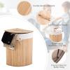 Giantex Corner Laundry Hamper with Lid, Bamboo Laundry Basket with Removable Liner and Handle, Clothes Basket for Cloth Organize, Clothes Storage Bin for Bedroom, Laundry, Living Room (Beige)