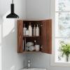 Giantex Corner Medicine Cabinet, 23.5” Over The Toilet Storage Cabinet with Mirror Door, Adjustable Shelf, Clear Reflection, Space-Saving Mirrored Cabinet, Bathroom Wall Cabinet for Entryway, Brown(Brown)